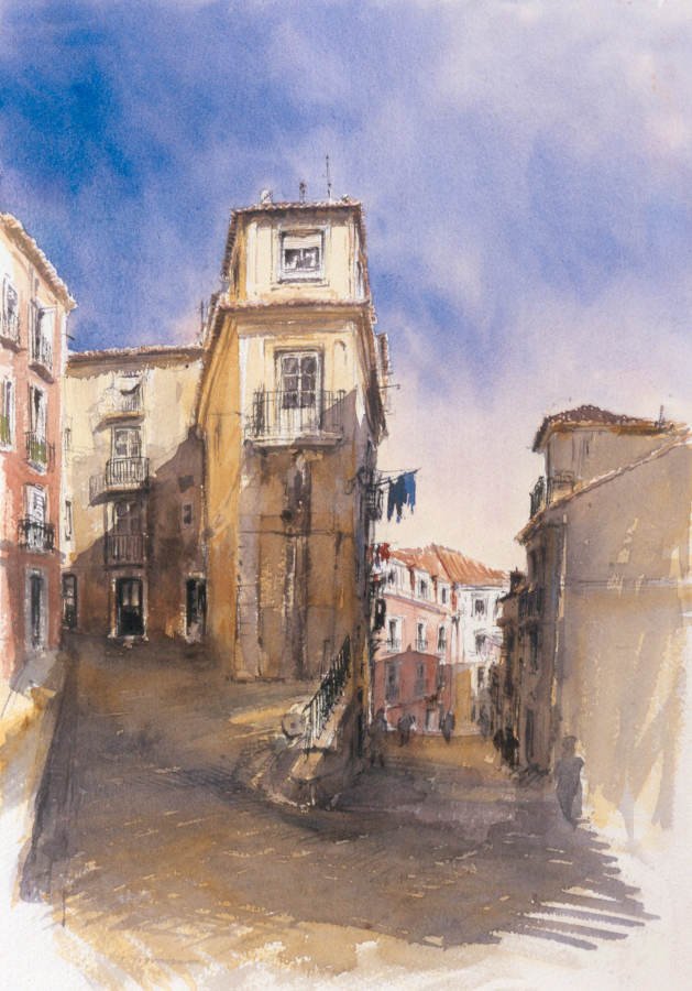Old house in Castelo. Watercolur Print by John O'connor
