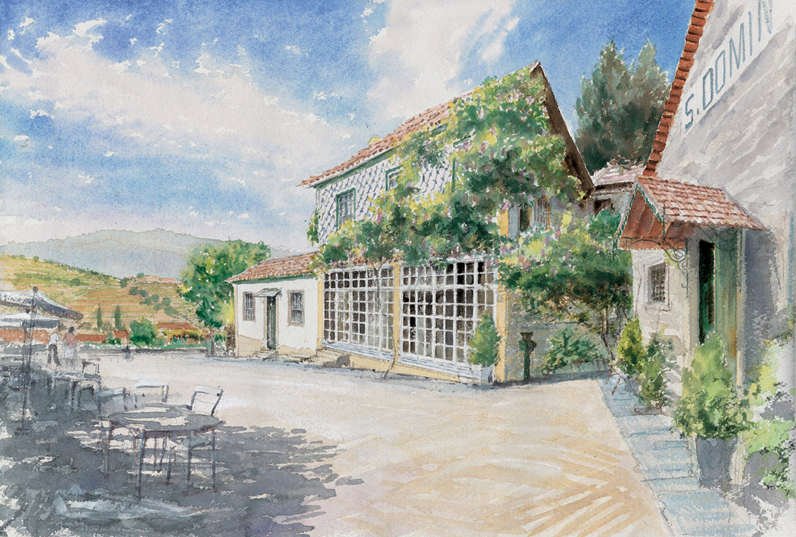 Quinta de S. Domingos (Castelinho). Watercolour Print by John O'Connor.
