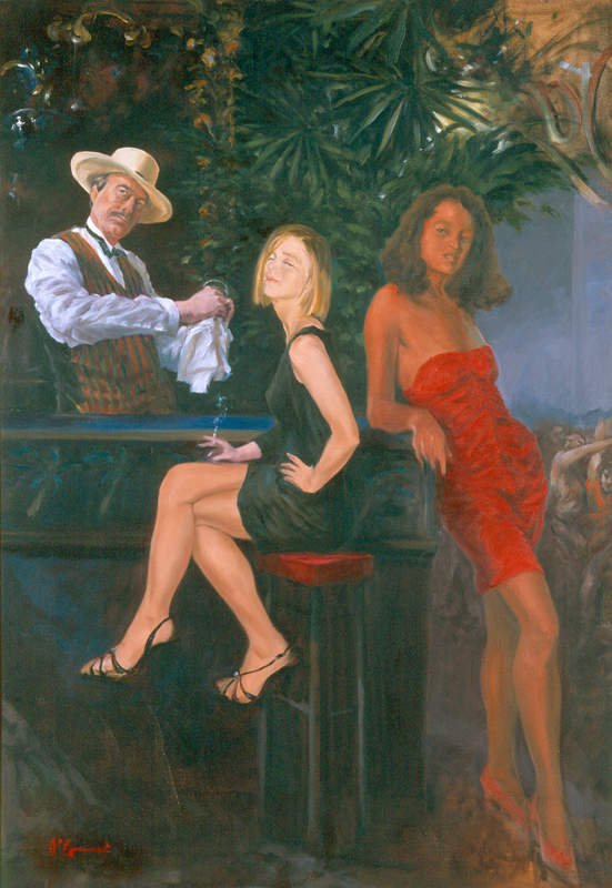 The Barman at the Oasis, Oil on Canvas, 80 x 100 cm
