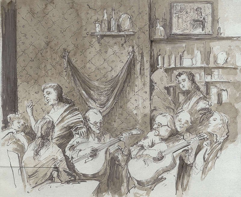 Fado, Pen and Ink and Wash, 26 x 32 cm