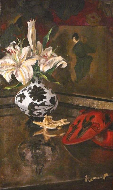 Still Life with Lilies, Oil on Canvas, 50 x 30 cm
