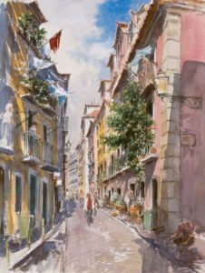 Lisbon, Bairro Alto, Watercolour, 37 x 27 cm