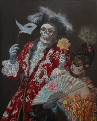 Death and the Maiden: Carnival, Oil on canvas, 80 x 65 cm