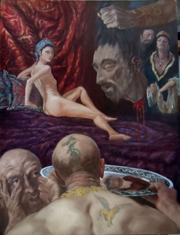 Death and the Maiden: Carnival, Oil on canvas, 80 x 65 cm