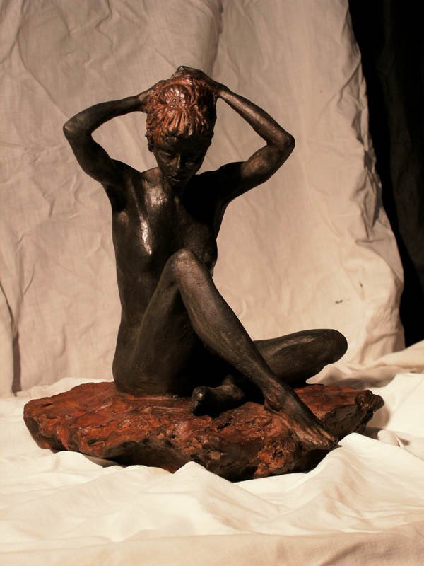 Sitting nude II, Bronze, H. 26 cm